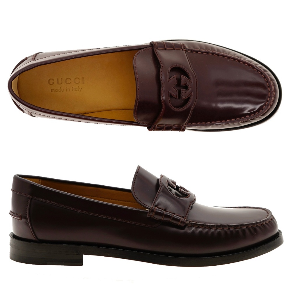Gucci Loafer Millenial Ribot Moccasin Bordeaux Leather Size 11 US New